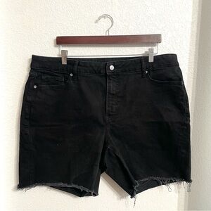 Old Navy Womens Shorts Jean Denim Black High Rise OG Straight Cut Off Size 20